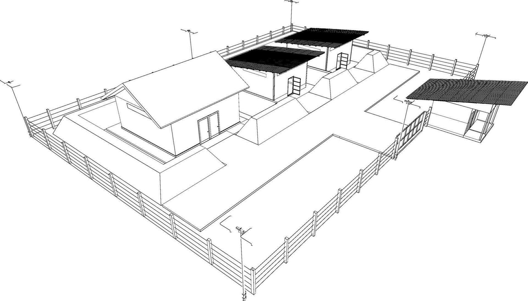 3D illustration of building project vector