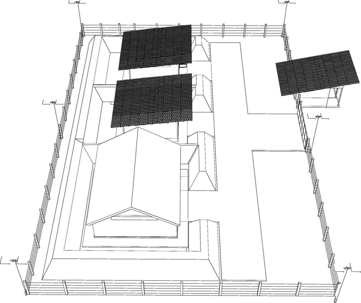 3D illustration of building project vector