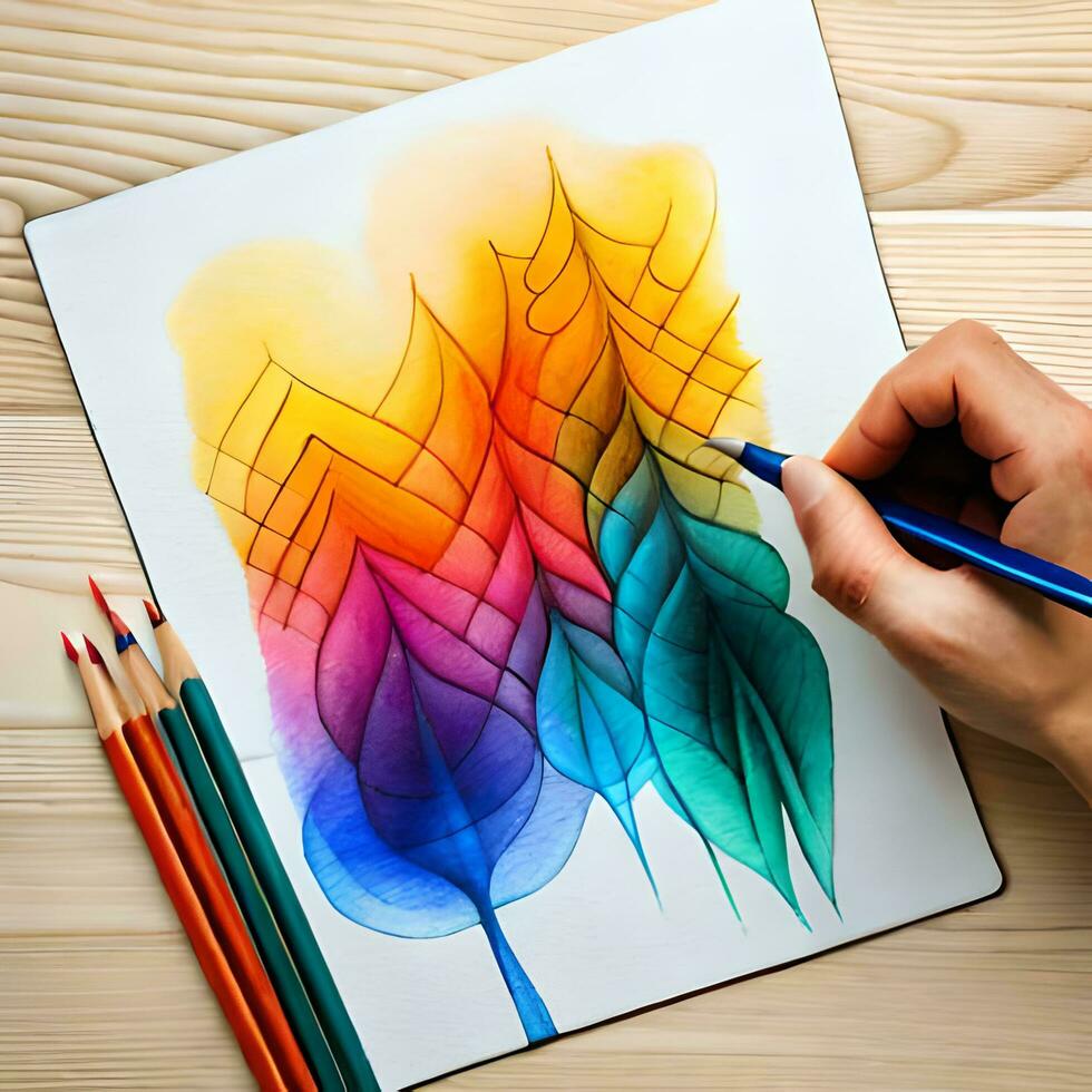 Drawing Nice abstract colorful patterns on mixed color background AI Generated . photo