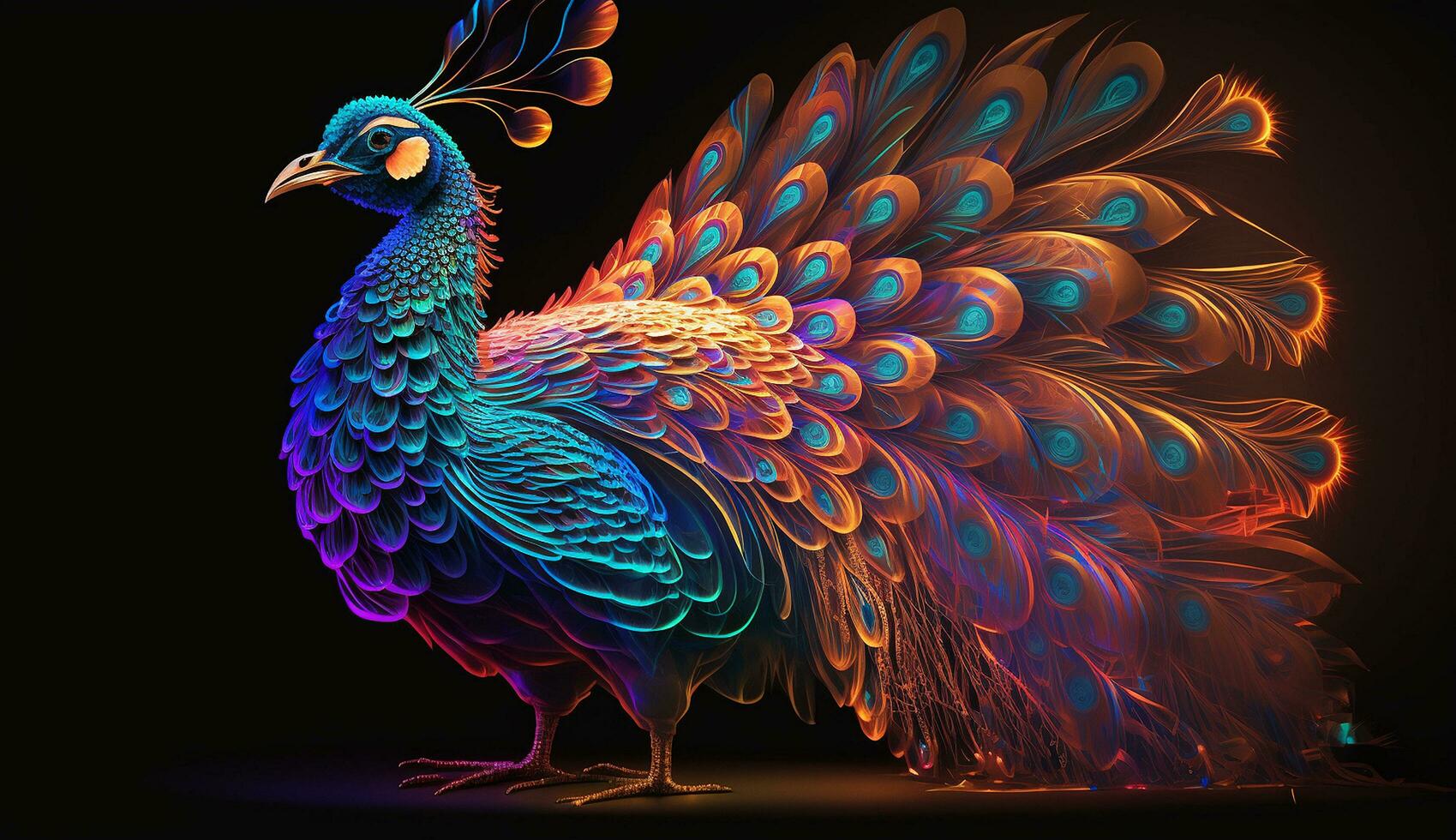 Beautiful and colorful peacock without background AI Generated Image photo