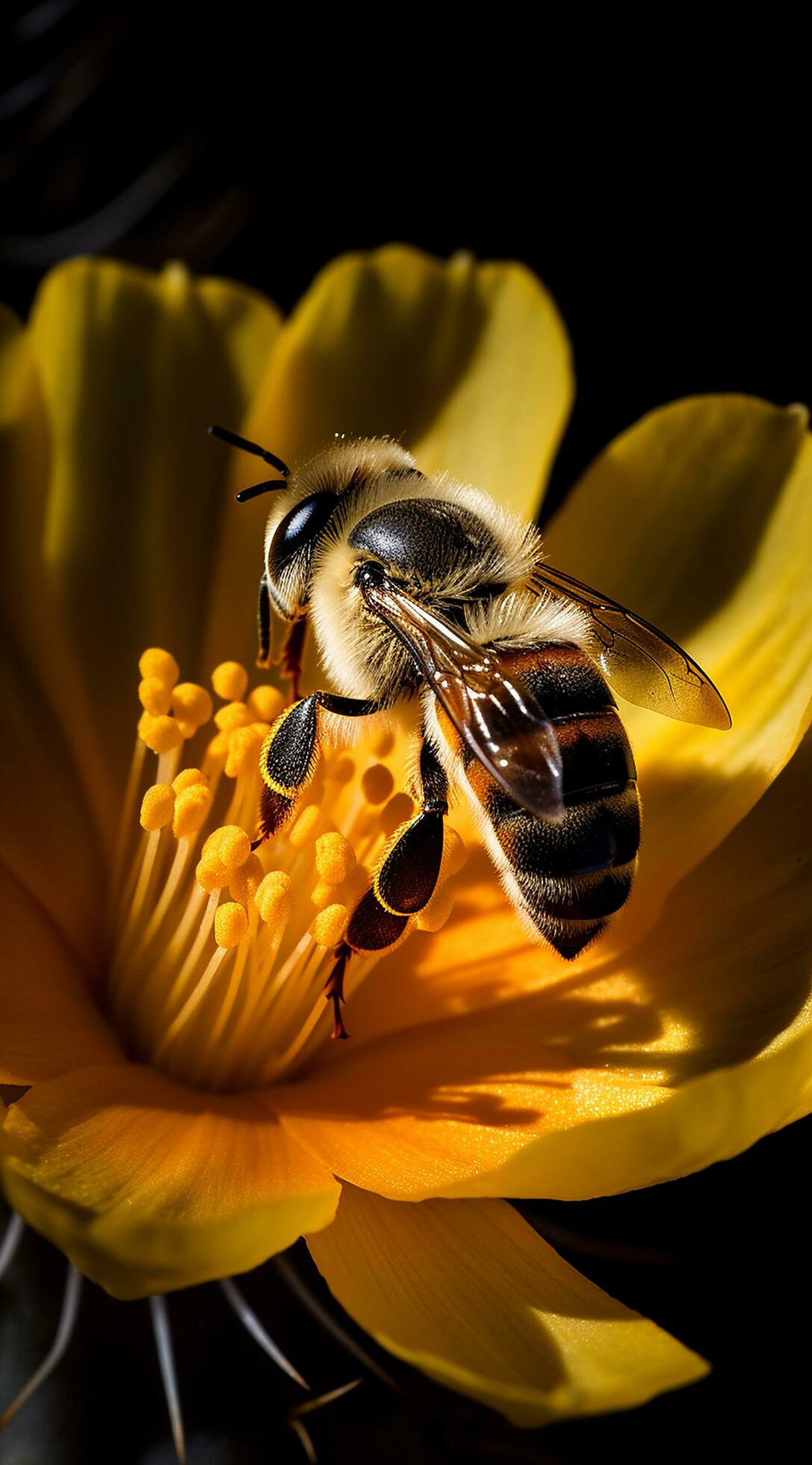 Beautiful Bee drinking nectar from flower AI Generated Image 28801595