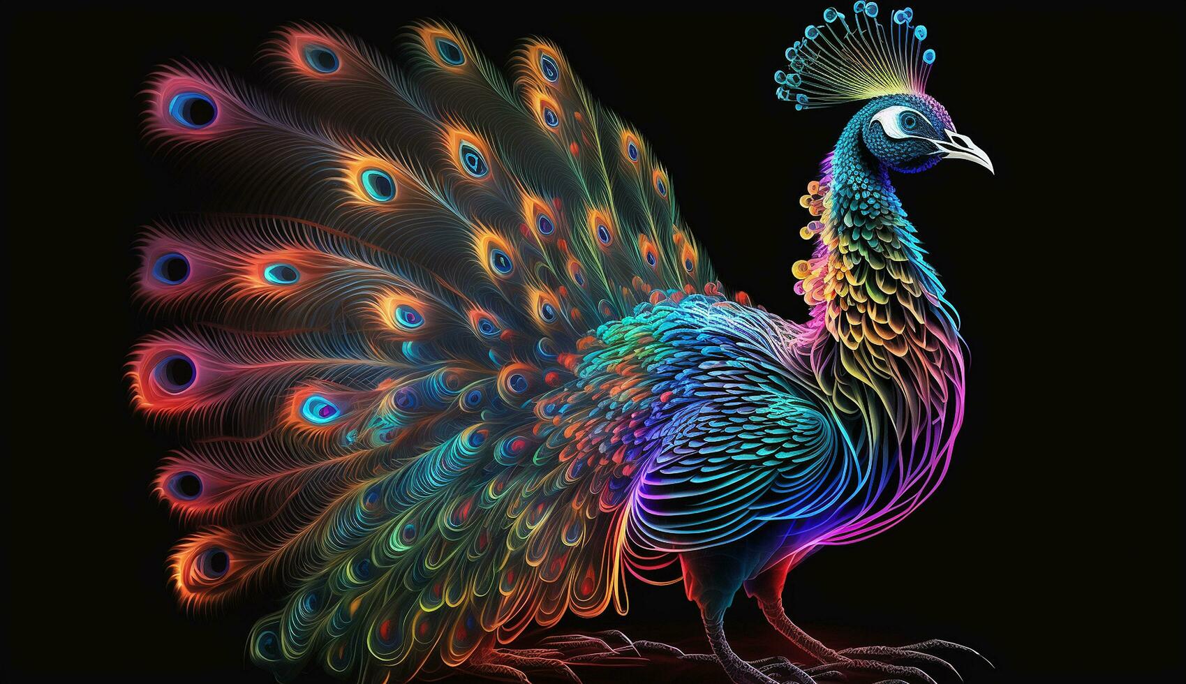 Beautiful and colorful peacock without background AI Generated Image photo