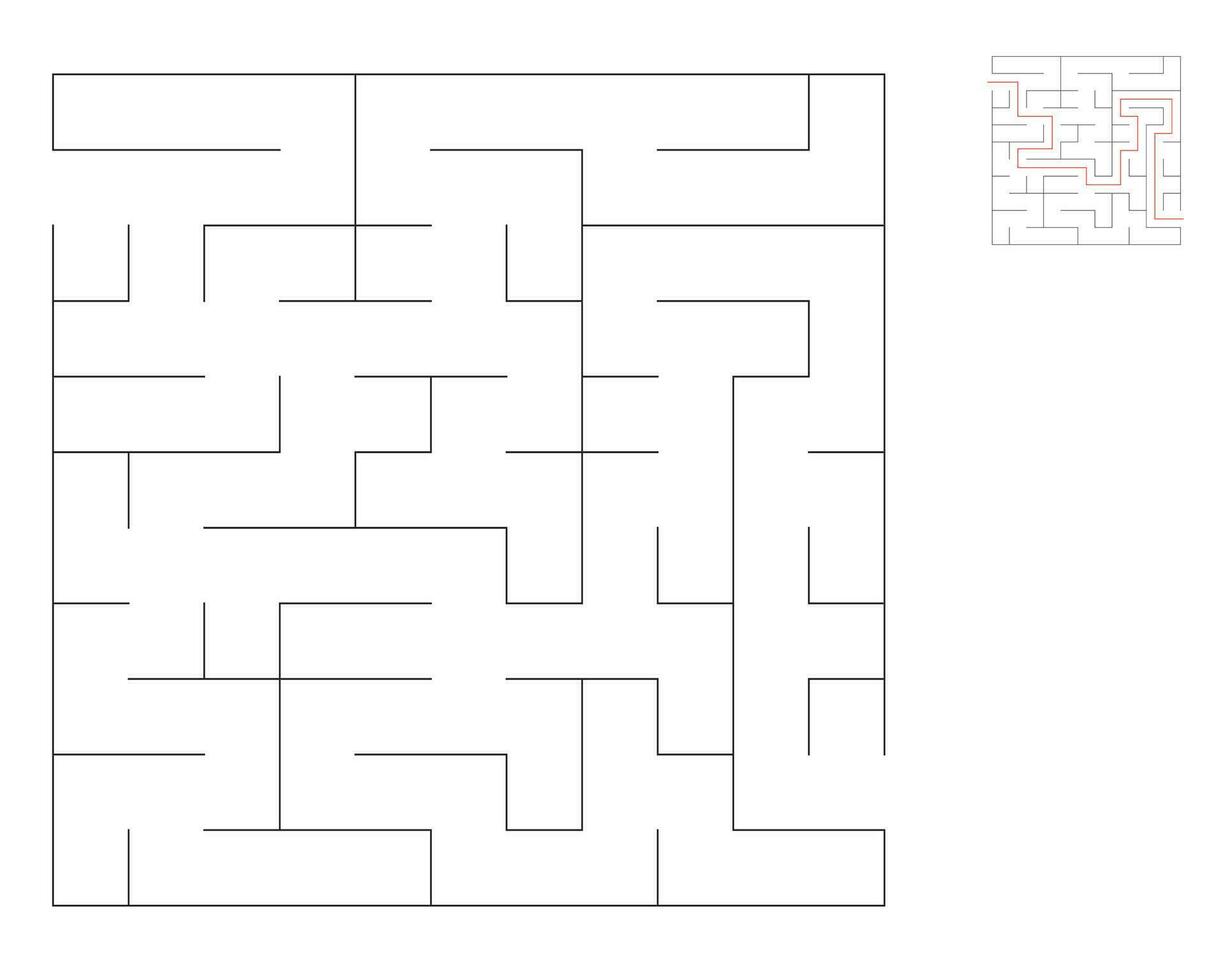 cuadrado laberinto, lógica juego con laberintos. laberinto juego. un laberinto con respuestas vector