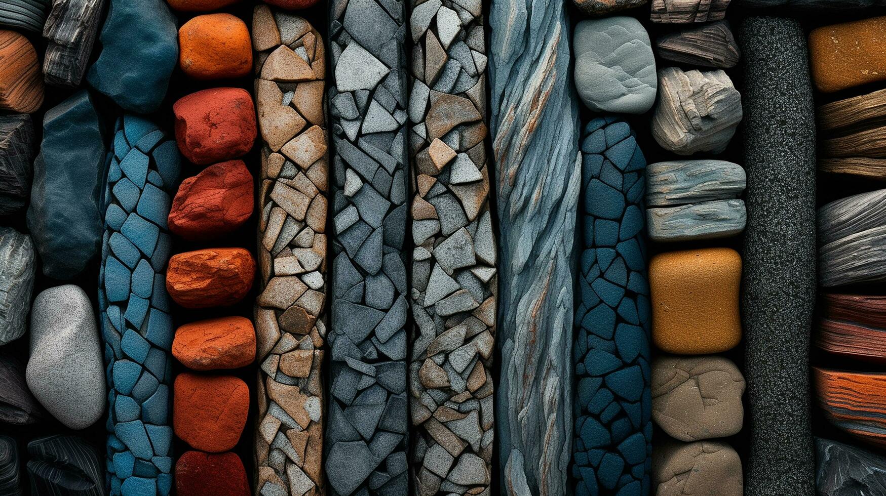 un colección de rocas en diferente colores en el estilo fondo de pantalla ai generado imagen foto