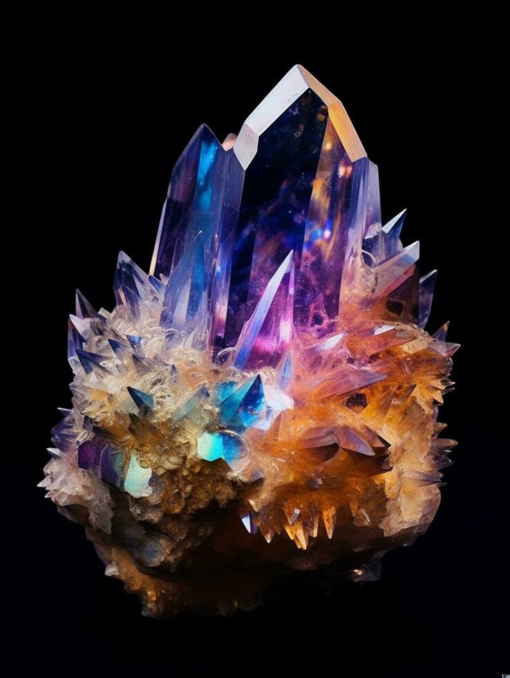 Beautiful Rare crystal light refraction colors AI Generated Image photo