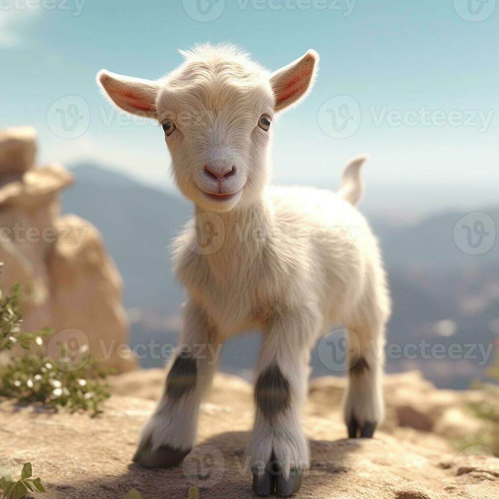 very cute baby goat realistic impressive picture AI Generated Image photo
