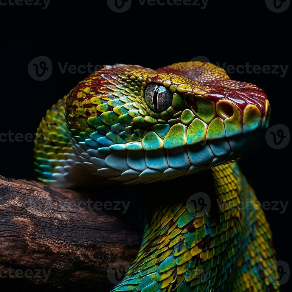 Dangerous bamboo viper beautiful photography AI Generated Image photo