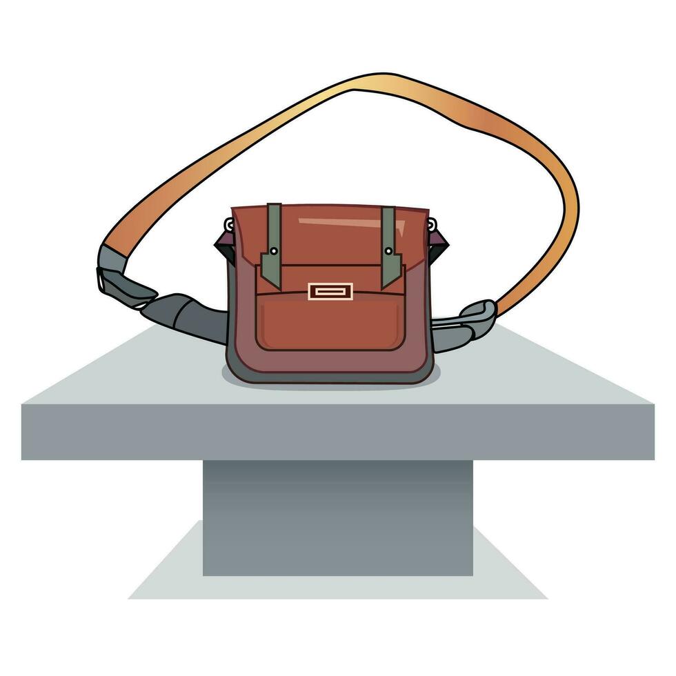 Trendy shoulder bag. Fashionable bag with flap, Isolated on White background. Vector illustration EPS 10.
