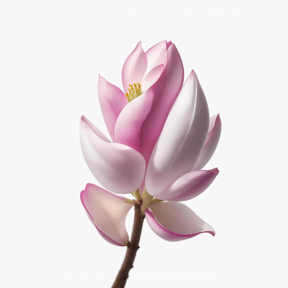 magnolia. Realistic pink flower isolated on white background AI generated photo