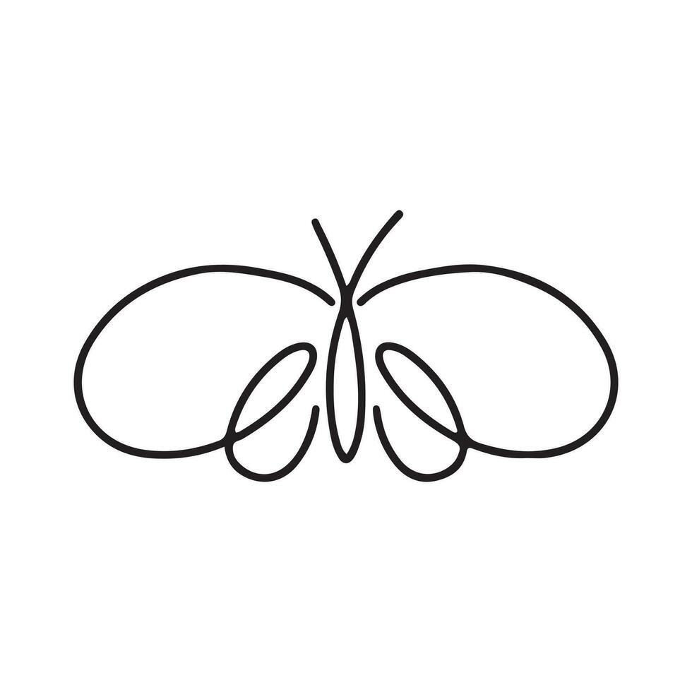 Butterfly line art. Simple minimal butterfly line tattoo icon logotype vector