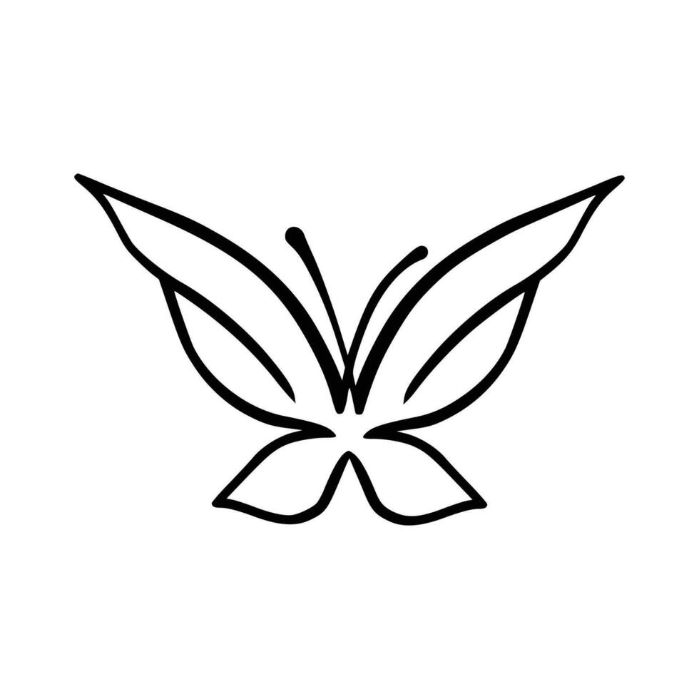 Butterfly line art. Simple minimal butterfly line tattoo icon logotype vector