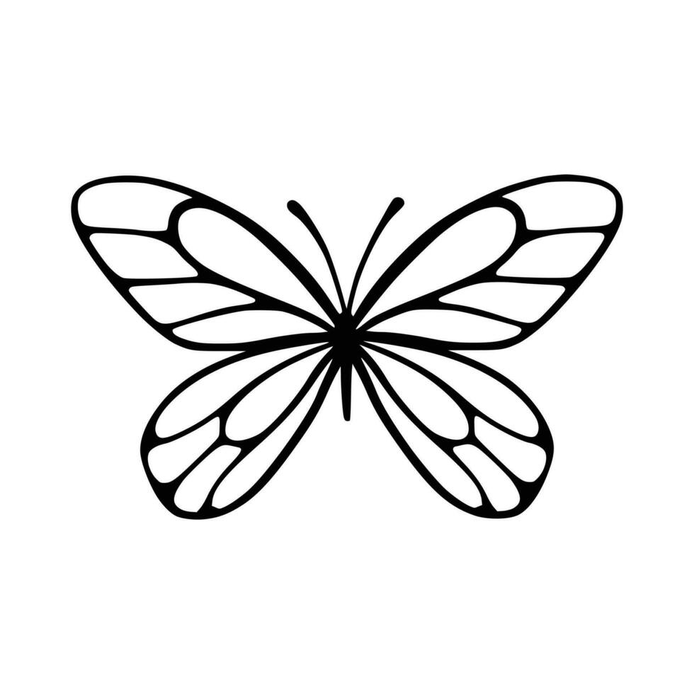 Butterfly line art. Simple minimal butterfly line tattoo icon logotype vector