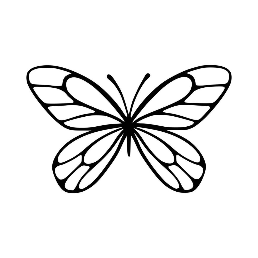 mariposa línea Arte. sencillo mínimo mariposa línea tatuaje icono logotipo vector