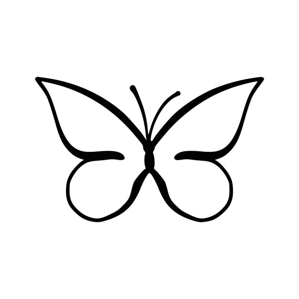 Butterfly line art. Simple minimal butterfly line tattoo icon logotype vector