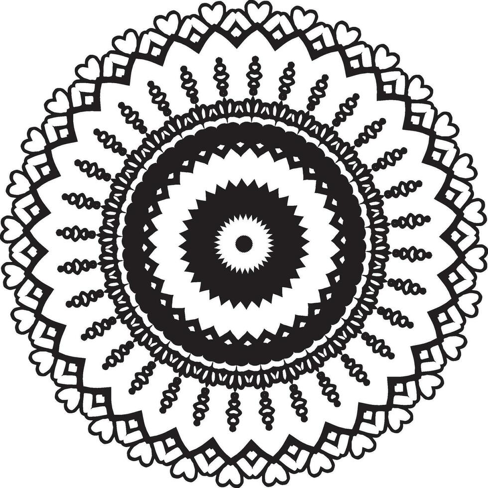 patrón circular en forma de mandala para henna, mehndi, tatuaje, decoración. adorno decorativo en estilo étnico oriental. página de libro para colorear. vector