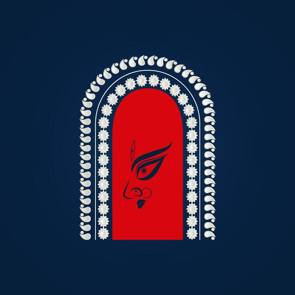 happy Durga puja illustrations. Durga Face. Subh Navratri ,Goddess Maa Durga Face , Poster, Social Media Post, and Flyer Advertising,  durga puja.Happy Durga Puja, Festival, Background, Template, vector