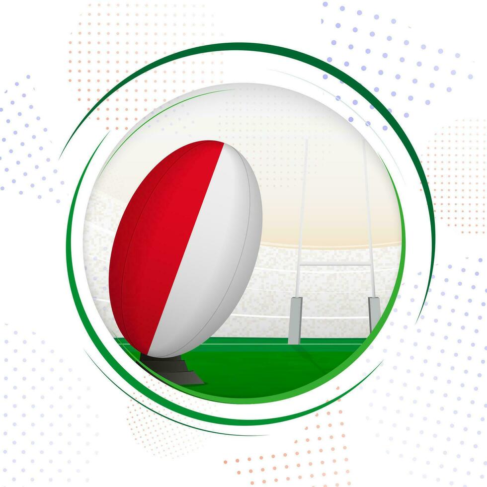 Flag of Monaco on rugby ball. Round rugby icon with flag of Monaco. vector