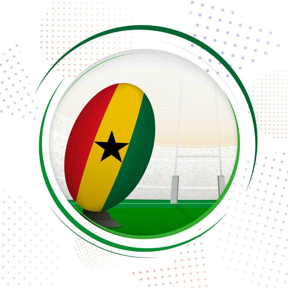 Flag of Ghana on rugby ball. Round rugby icon with flag of Ghana. vector