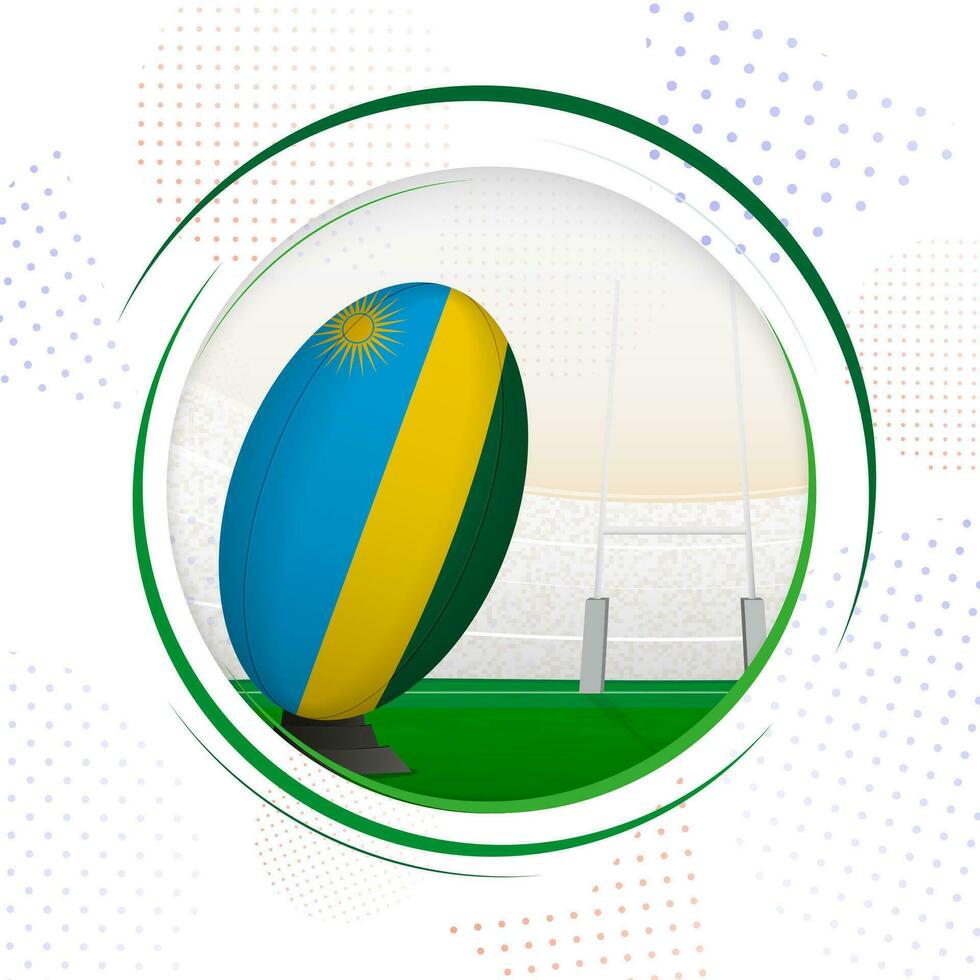 Flag of Rwanda on rugby ball. Round rugby icon with flag of Rwanda. vector