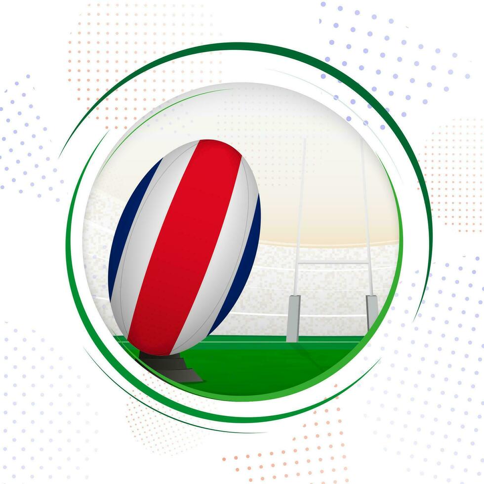 Flag of Costa Rica on rugby ball. Round rugby icon with flag of Costa Rica. vector