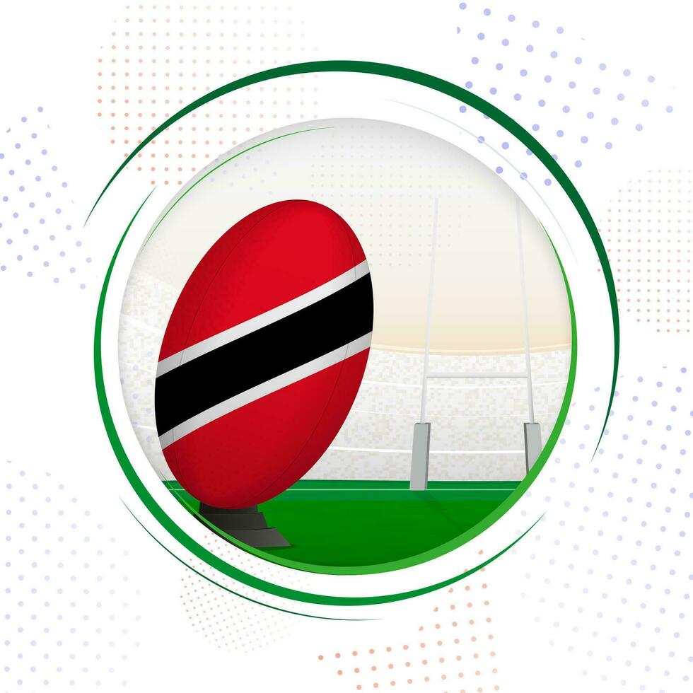 Flag of Trinidad and Tobago on rugby ball. Round rugby icon with flag of Trinidad and Tobago. vector