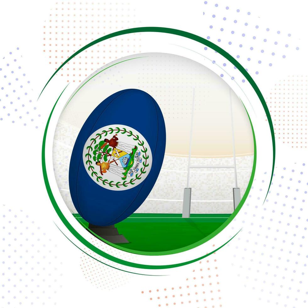 Flag of Belize on rugby ball. Round rugby icon with flag of Belize. vector