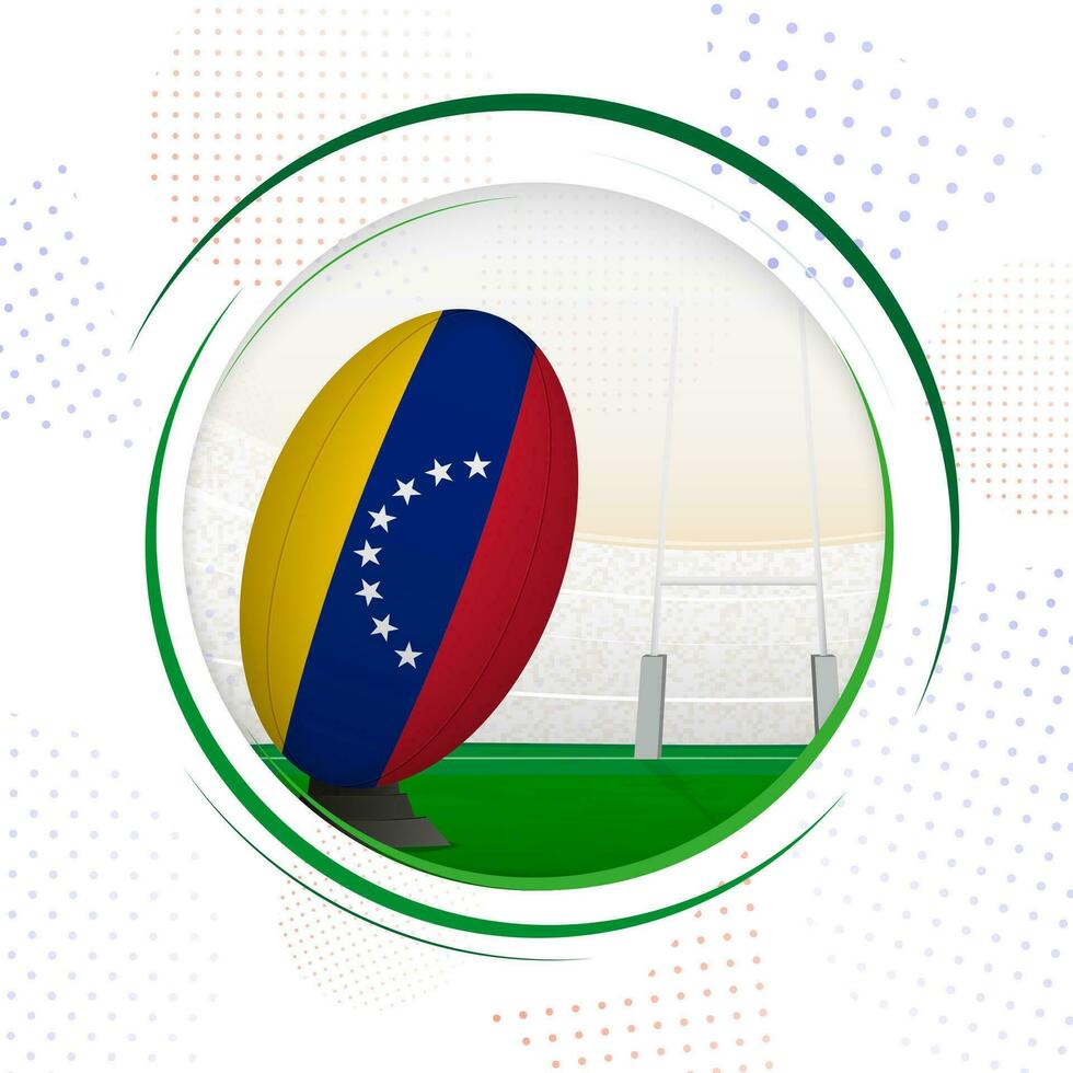 Flag of Venezuela on rugby ball. Round rugby icon with flag of Venezuela. vector