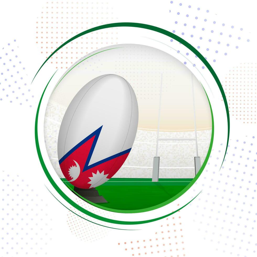 Flag of Nepal on rugby ball. Round rugby icon with flag of Nepal. vector