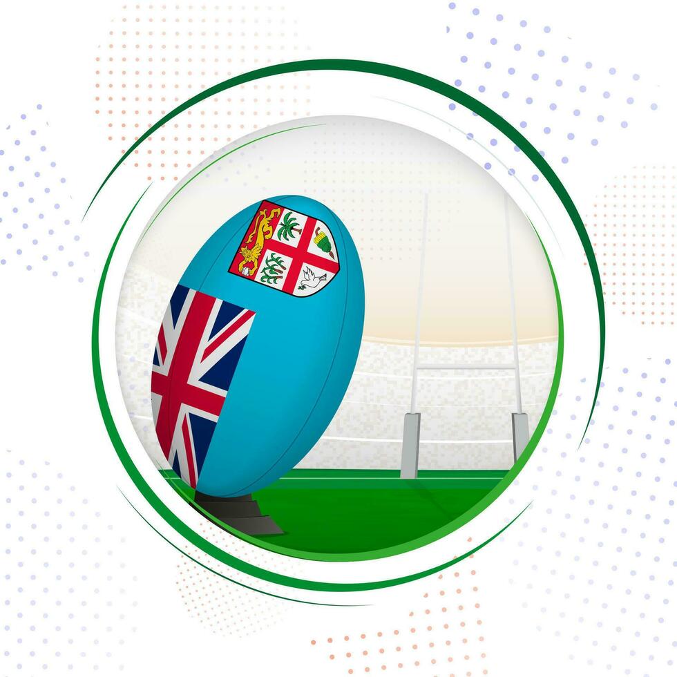 Flag of Fiji on rugby ball. Round rugby icon with flag of Fiji. vector