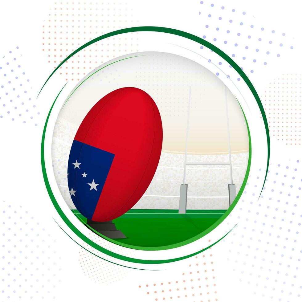 Flag of Samoa on rugby ball. Round rugby icon with flag of Samoa. vector