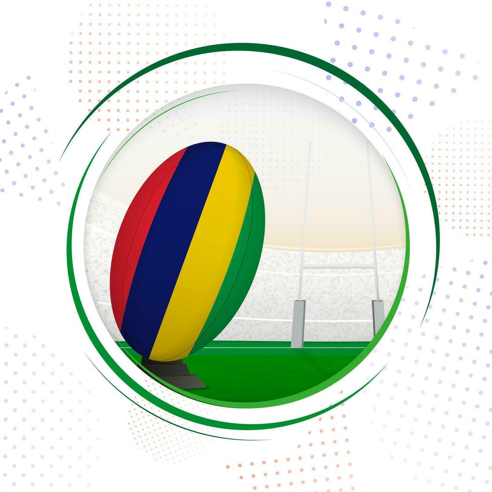 Flag of Mauritius on rugby ball. Round rugby icon with flag of Mauritius. vector