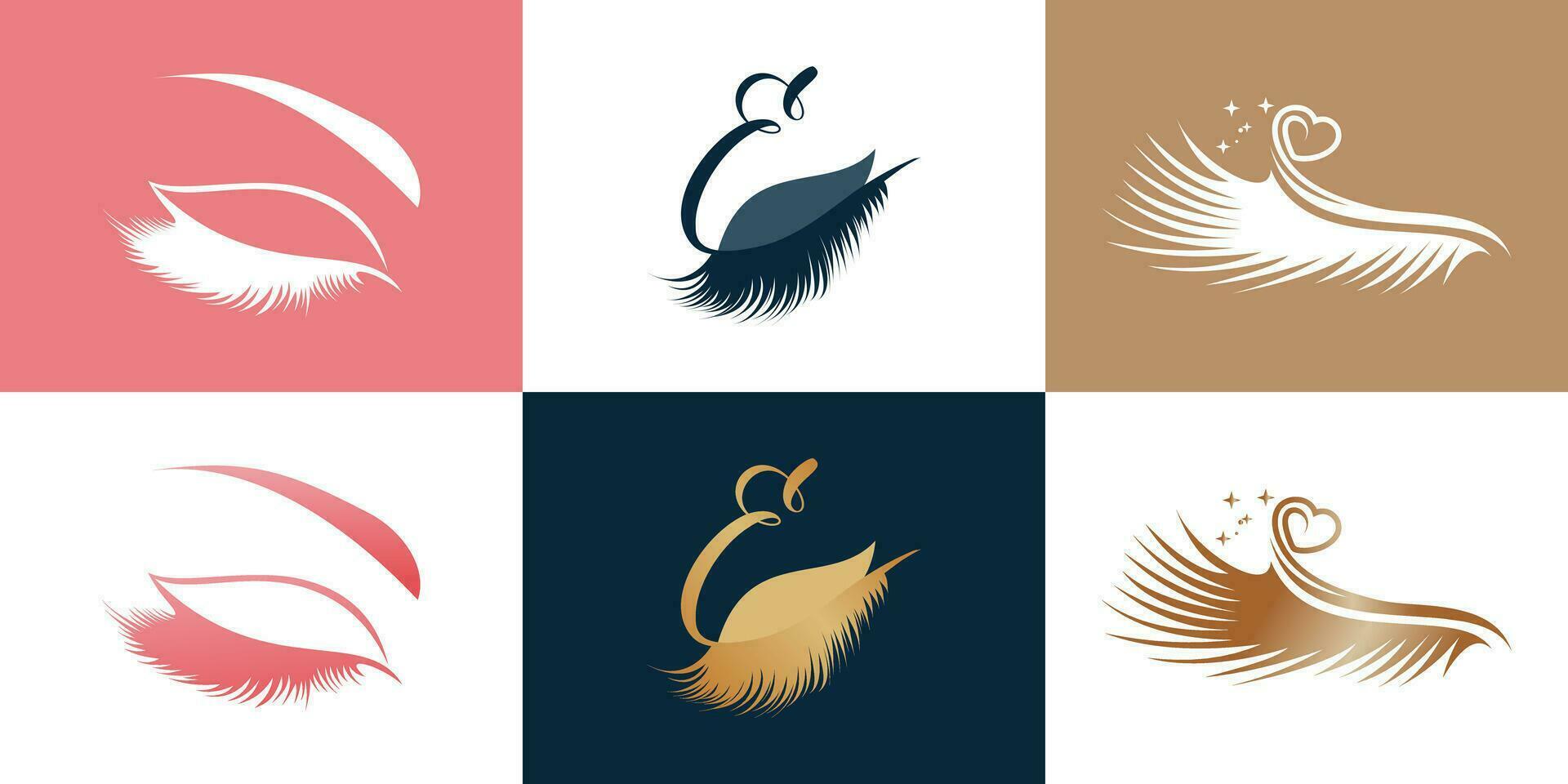 Eyelashes set logo design with unique concept style Premium Vector