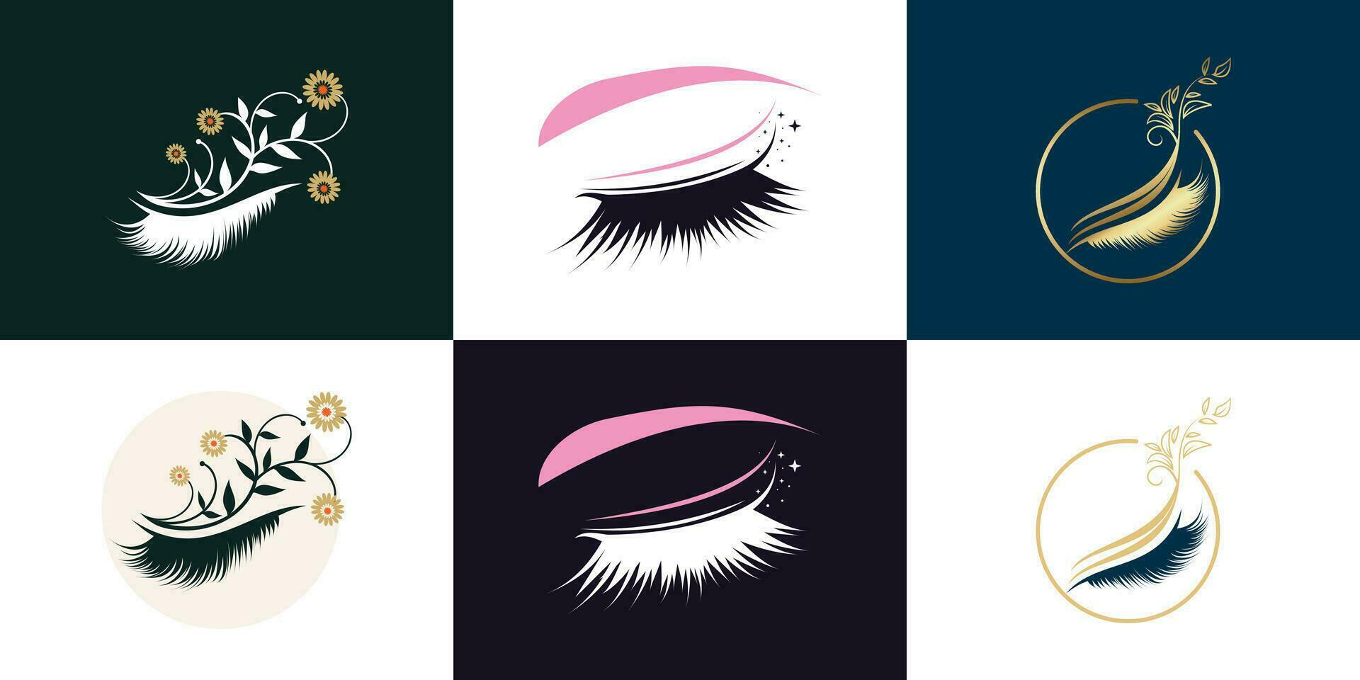 Eyelashes set logo design with unique concept style Premium Vector