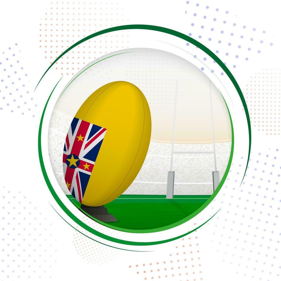 Flag of Niue on rugby ball. Round rugby icon with flag of Niue. vector