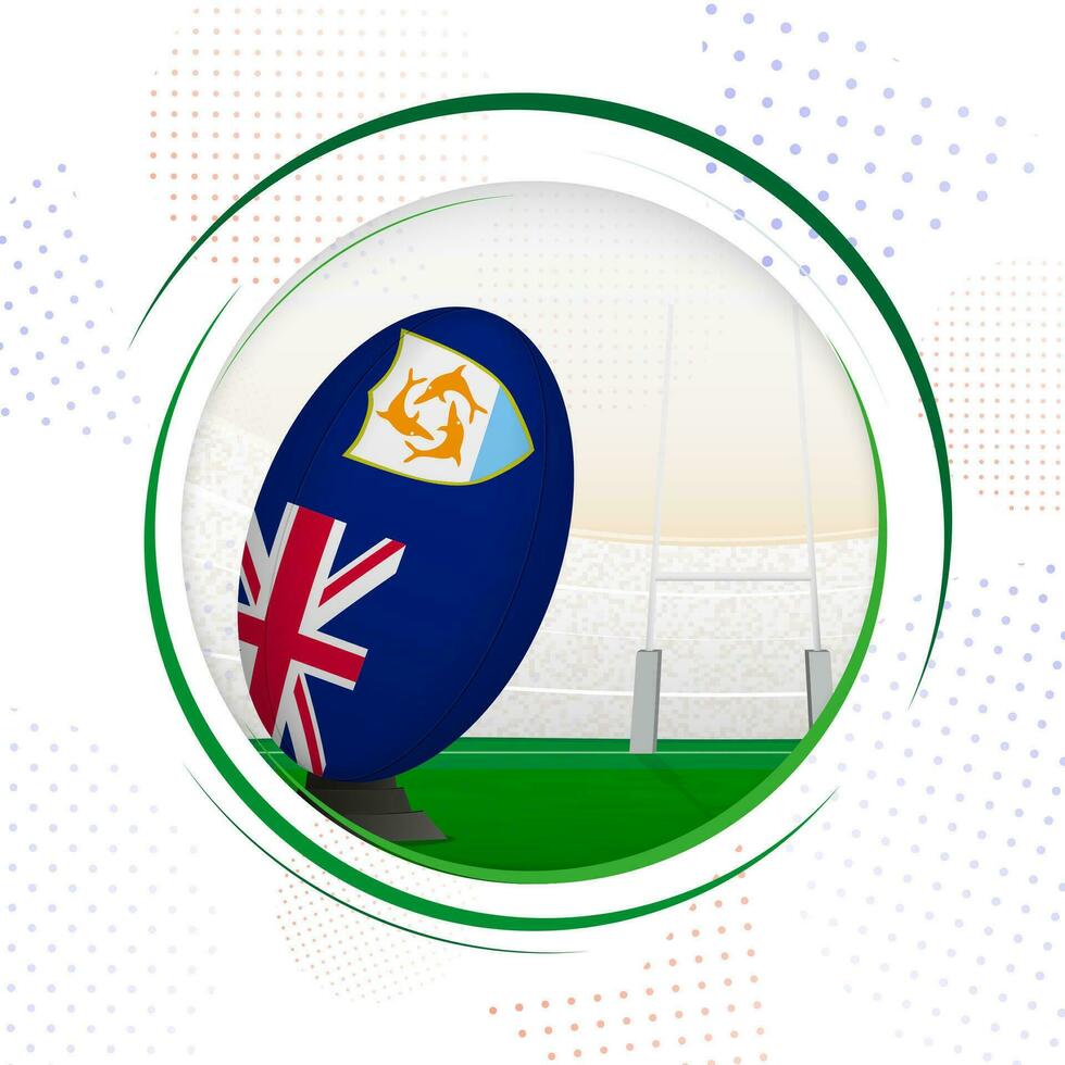 Flag of Anguilla on rugby ball. Round rugby icon with flag of Anguilla. vector