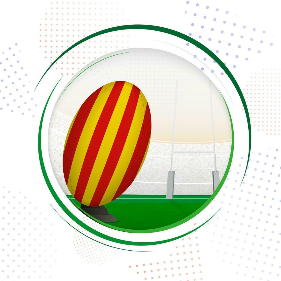 Flag of Catalonia on rugby ball. Round rugby icon with flag of Catalonia. vector