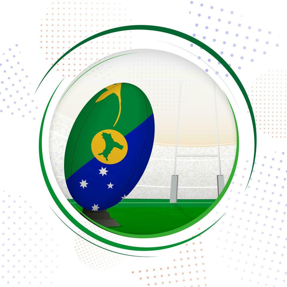 Flag of Christmas Island on rugby ball. Round rugby icon with flag of Christmas Island. vector