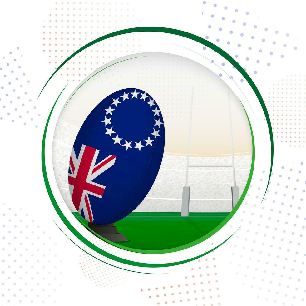 Flag of Cook Islands on rugby ball. Round rugby icon with flag of Cook Islands. vector