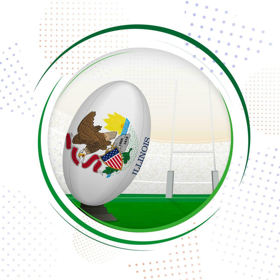 Flag of Illinois on rugby ball. Round rugby icon with flag of Illinois. vector