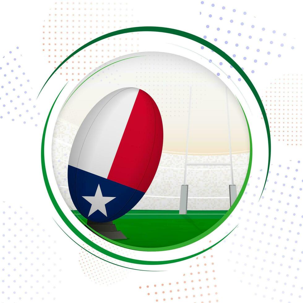 Flag of Texas on rugby ball. Round rugby icon with flag of Texas. vector
