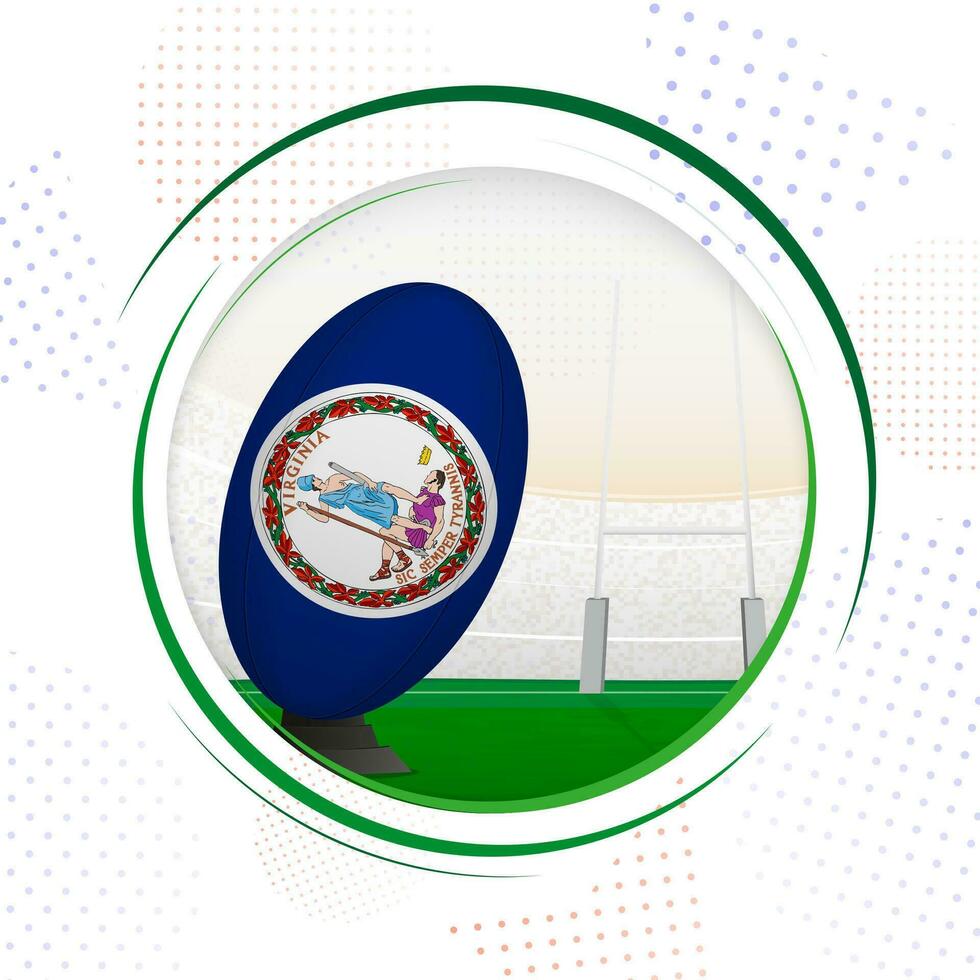 Flag of Virginia on rugby ball. Round rugby icon with flag of Virginia. vector