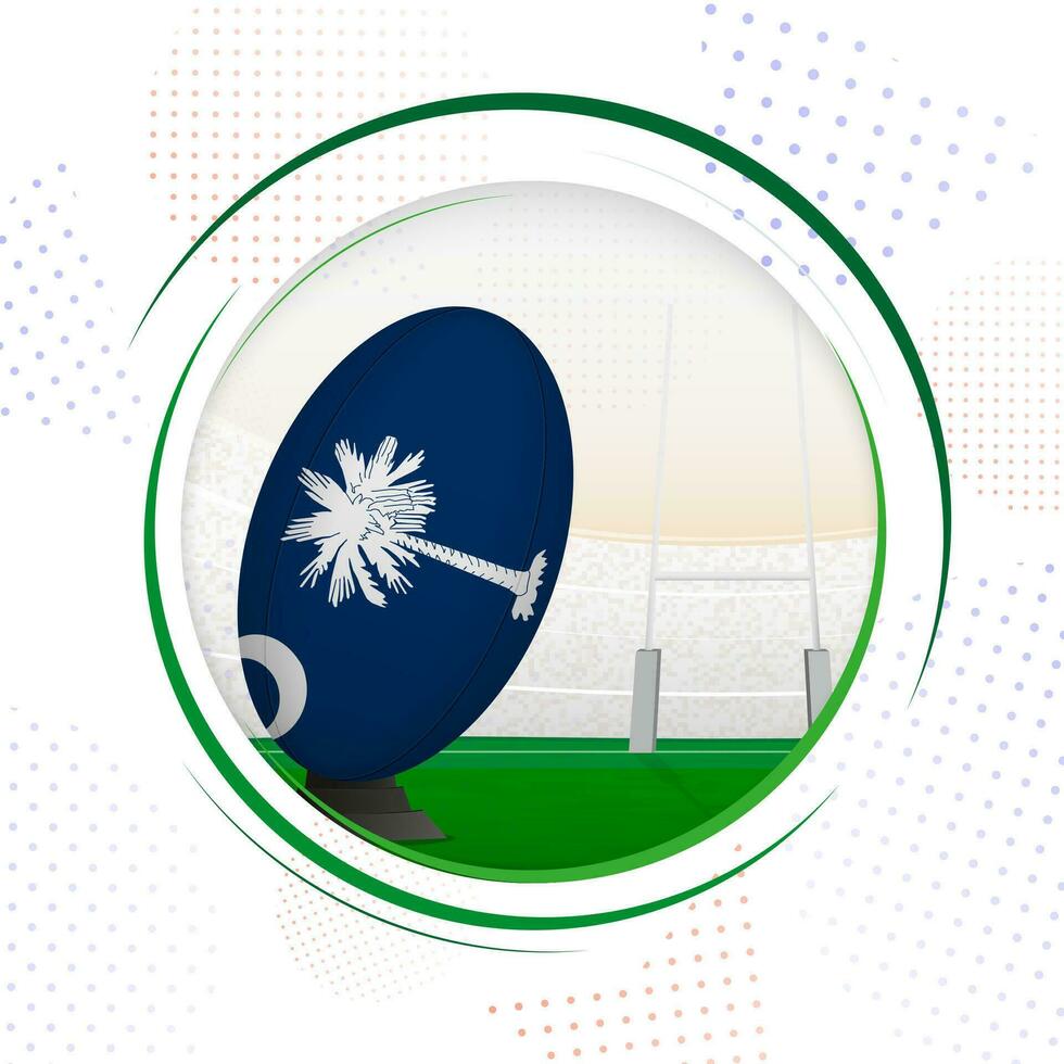 Flag of South Carolina on rugby ball. Round rugby icon with flag of South Carolina. vector