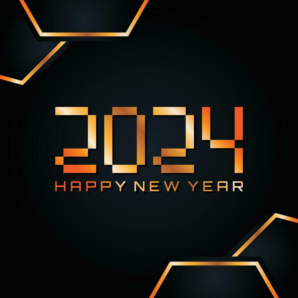 Futuristic template background Happy New Year 2024 vector
