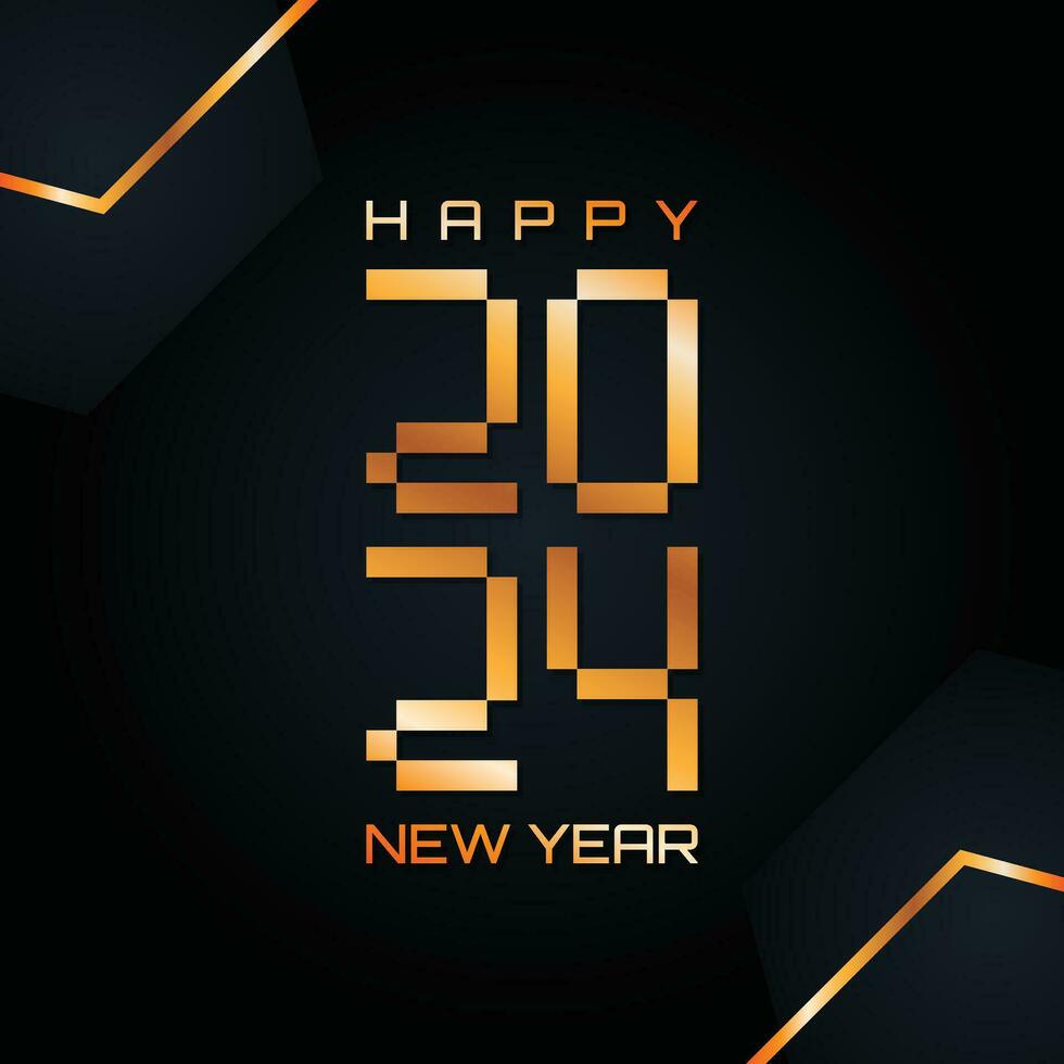 Happy New Year 2024 techno style template background vector
