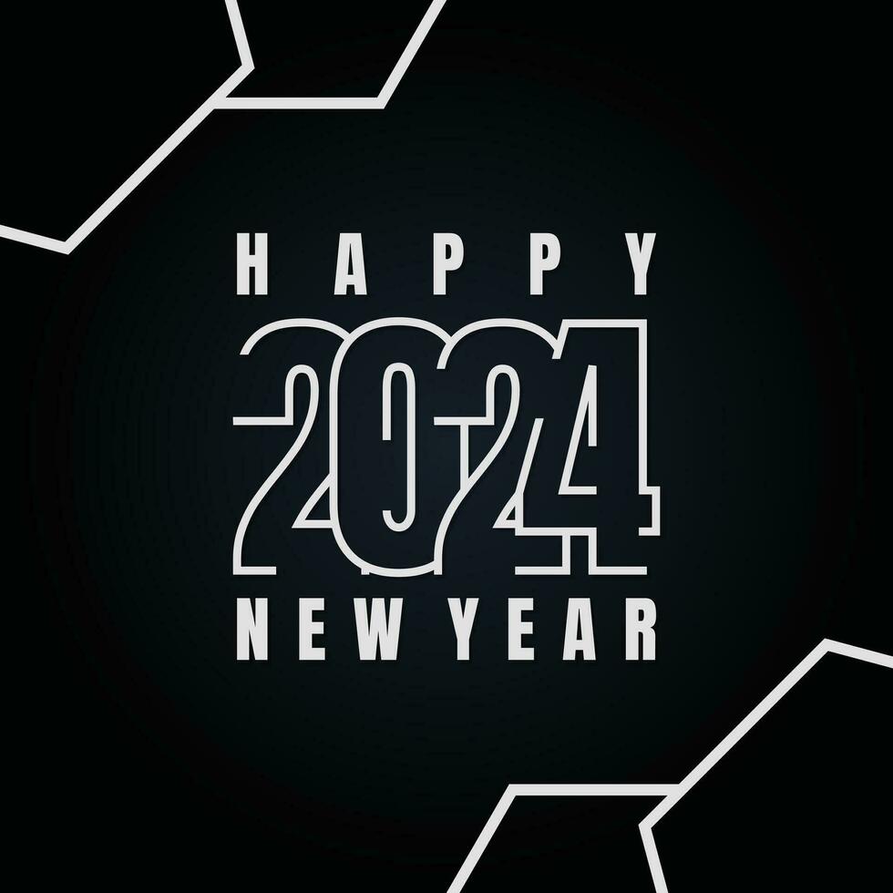 Happy New Year 2024 style outline number design vector