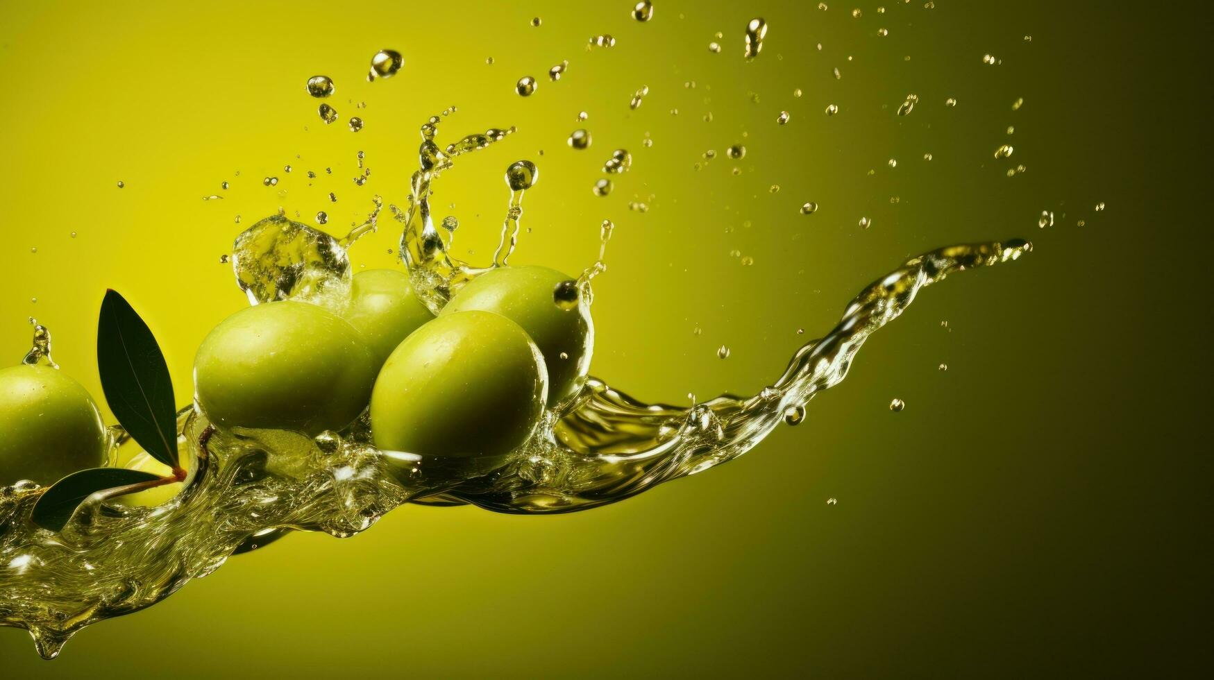 Olives and olive oil green background photo