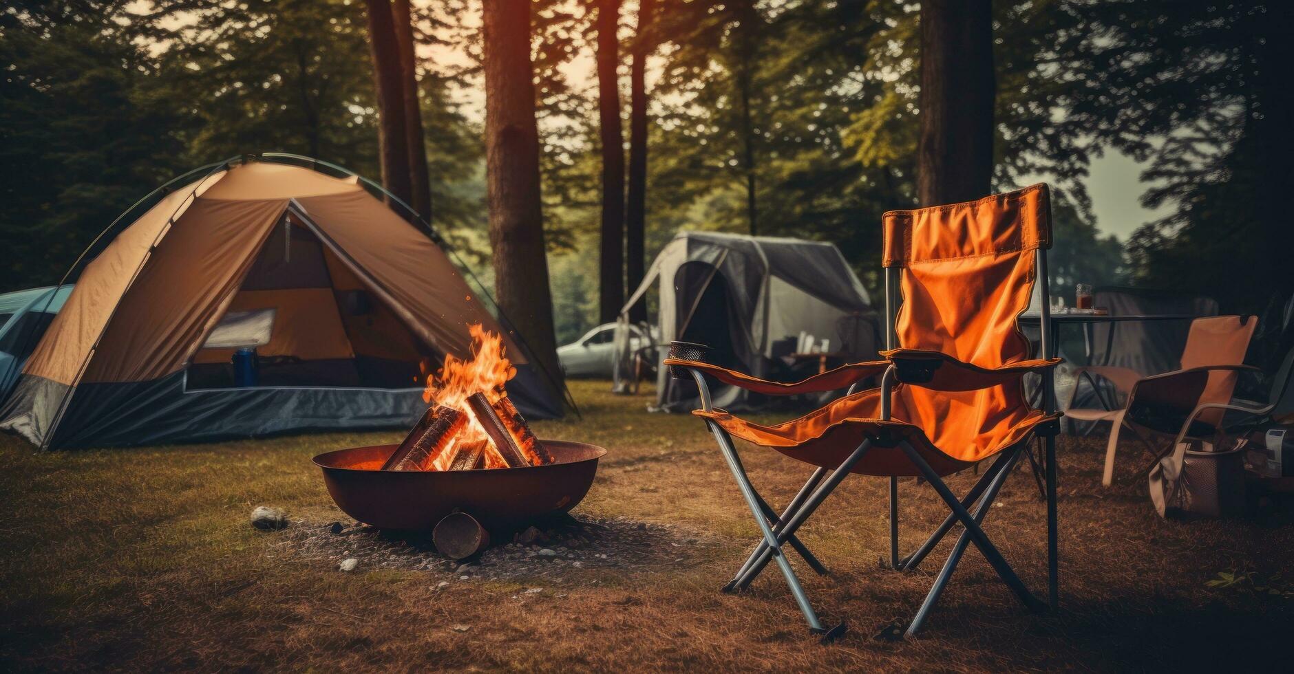 Camping chairs and tent photo