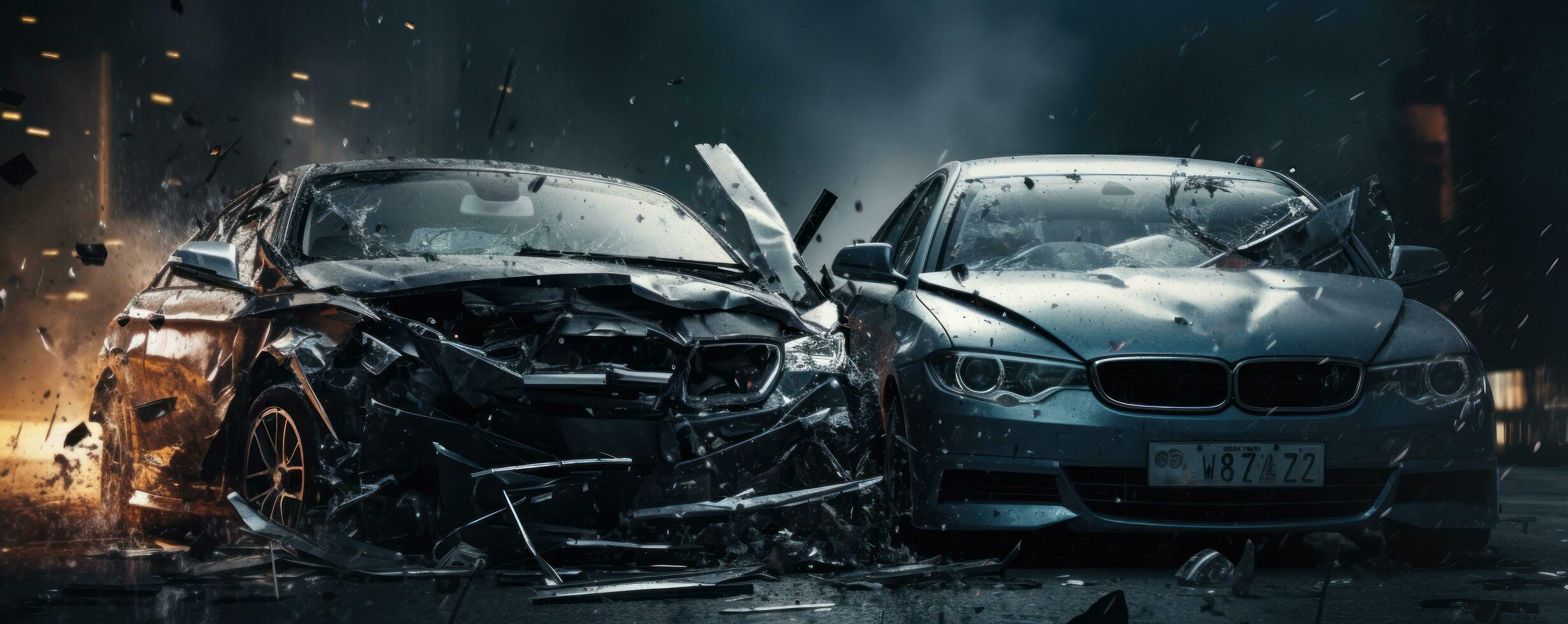 A car being damaged in the road photo