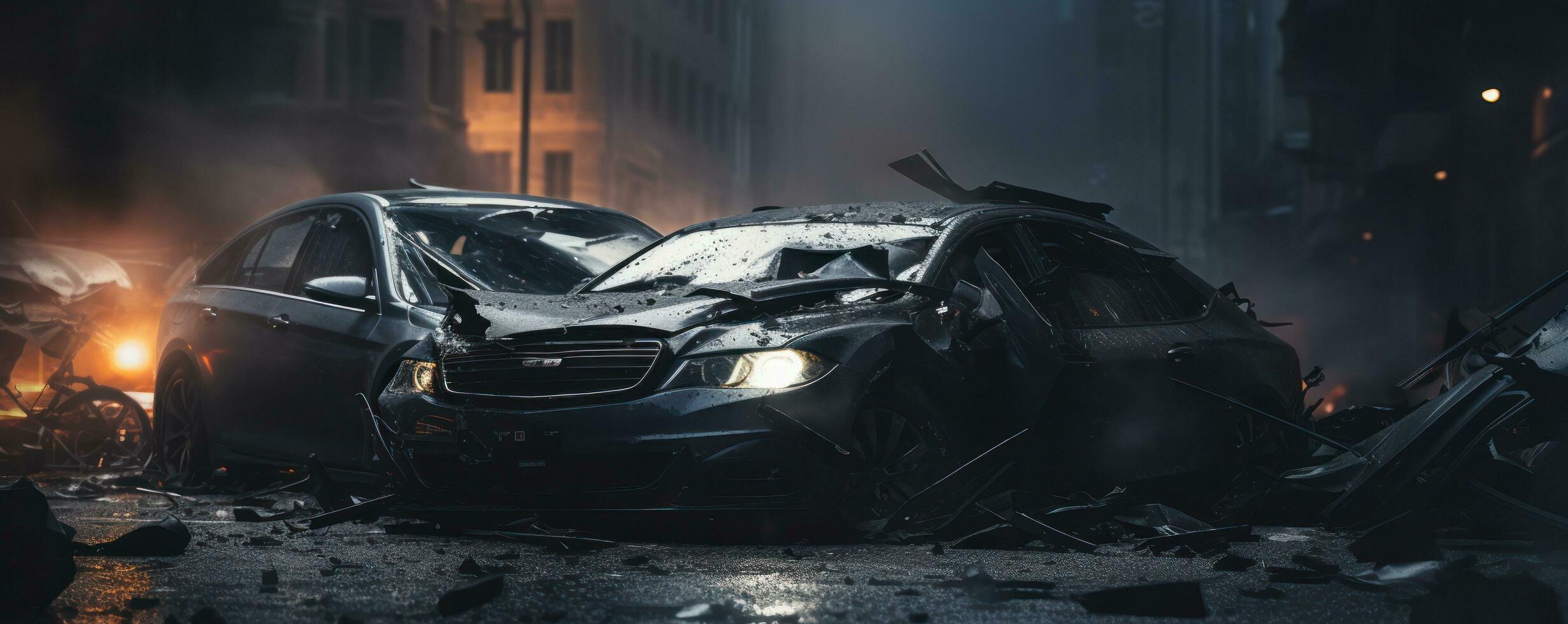 A car being damaged in the road photo