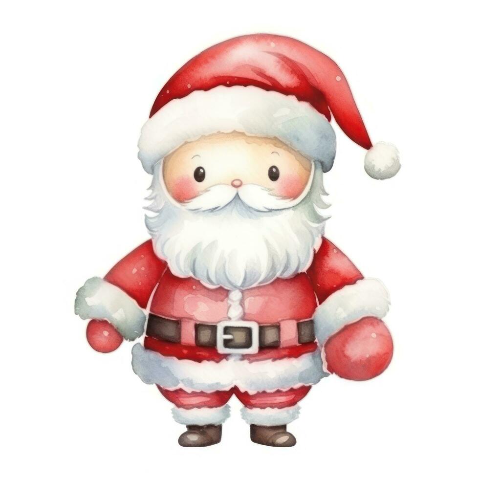 Cute watercolor Santa Claus isolated photo